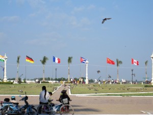 Flags of all Nations on the River Bank