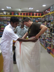 Marc Putting On a Dhoti